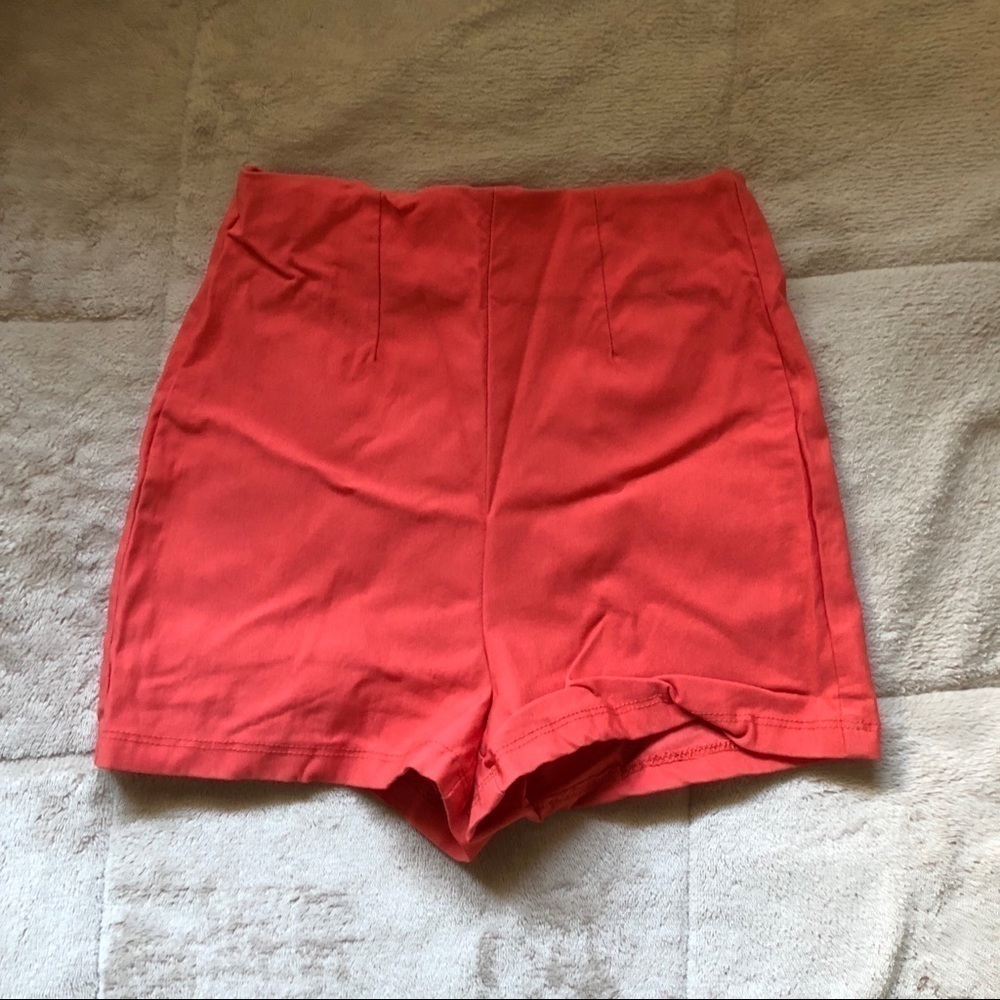 PacSun Coral High-Waisted Pin-Up Shorts